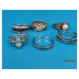 (6) Eyecatching Sterling Silver sz8 Rings 28g