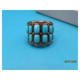 Sterling 12stone Turquoise sz8 Ring 7g