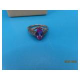 Sterling Pink Stone CZ sz6.75 Ring