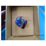 Sterling HEART Turq/Copper BBJ sz8 Ring 7g