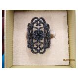 Sterling Black Rhodium Cluster sz8 Ring 7.4g