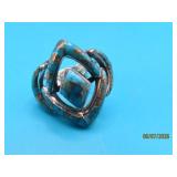Sterling Turquoise goldflake sz8 Ring 8.5g