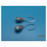 Sterling Turquoise Ball 2' Dangle Earrings 8g
