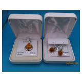 2pc new Amber & Sterling Necklace & Earrings $200
