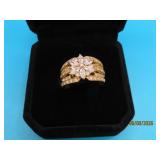 14kt Gold CZcluster sz7 Ring BEAUTY 7.1g