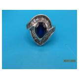 lg BlueStone CZ Sterling  sz7 Ring 6.8g