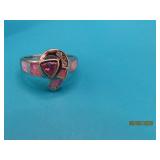 Sterling sz9 Pink PinkOpalLike Ring 4.4g