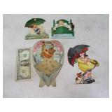 Lot (4) Victorian Era Valentines Cards RARE Antiqe