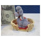 3.5" Western Germany Doggie In Basket Steiff? Vntg