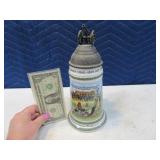 Antique Germany Beer Stein CANNON Metal Topper