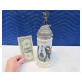 Antique Germany Beer Stein MILITARY Metal Topper