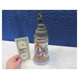 Antique Germany Beer Stein HORSE Metal Topper