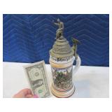 Antique Beer Stein MILITARY SOLDIER Topper AS IS
