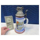 Antique Germany Beer Stein RAILROAD Metal Topper
