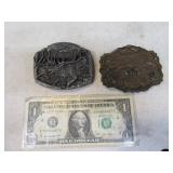 Lot (2) NICE Hunting~Elk Belt Buckles HeavilyEtchd