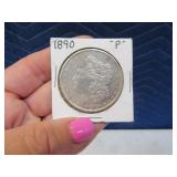 1890 Morgan Silver Dollar Coin in sleeve