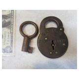 Antique Lock + Large JailType Key