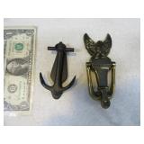 Lot (2) Metal Door Knockers Eagle~Anchor