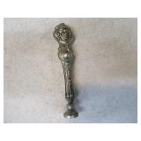 Antique 3.5" Sterling Silver Lady Engraved Stamp