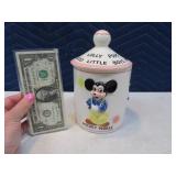 1961 DISNEY 8" Candy Pottery Jar w/ Lid EXC