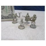 Lot (4) 1991 Pewter Toy Type Figurines Marked