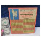 Antique 9" Cigarette Punch Board w/ PinUp Girl