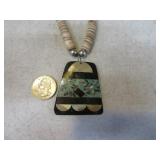 18" Vintage Shell Indian Necklace w/ Pendant