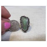 Pawn Silver Green Turquoise sz5 Ring 1.25" Exposed