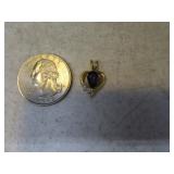 14kt Gold Heart Pendant w/ Purple Diamond Stone