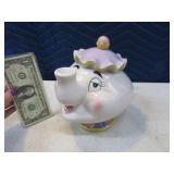 DISNEY 9" Bank Teapot Beauty&The Beast EXC