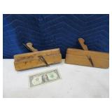 Lot (2) Antique Wooden 9.5" Hand Planes Tools
