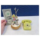 Lot (2) Unique Music 5" Boxes Phone & Wooden