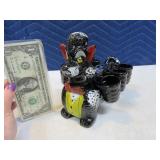 Vintage 9" Black Poodle 7pc Decanter/Glass Pottery