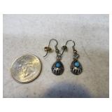 Pawn Silver/Turquoise Bear Paw Earrings