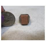 Sterling sz8.75 Ring w/ Unique Sparkle Rect Stone