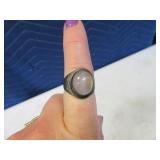 Sterling sz8 Ring w/ Opalescent Round Stone NICE