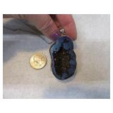 Geode Azurite Stone 2.25" Pendant & Necklace