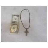 Sterling 15" Necklace w/ Large CROSS Pendant