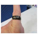 Sterling sz9.75 Ring w/ Black 5stone Inlay