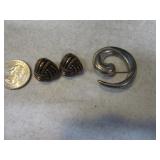 .925 Silver Earrings & Pin 15g