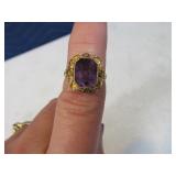 14kt Gold sz6.75 Ring Amethyst Purple Stone NICE