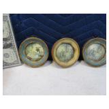 Lot (3) Antique Victorian 3.75" Art Pictures