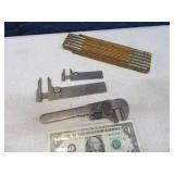 Lot (4) Antique Hand Tools Measure~Wrench~Macromtr