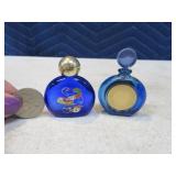 Lot (2) Blue Mini 2" Perfume Bottles Vintage