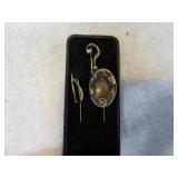 Lot (3) Antique Gold HairType Pins Jewelry