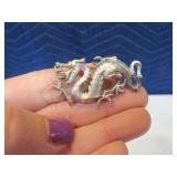 JS signed Silver 1.5" DRAGON Pendant Jewelry