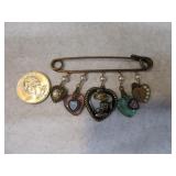 5pc MICKEY Safety Pin Pendant Jewelry Vtg Unusual