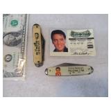 Lot (2) ELVIS Pocket Knives & License NEAT