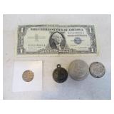 Lot (5) Vtg DollarBill & Coins~Token Sterling