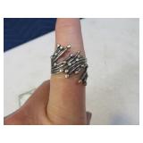 Sterling sz8.25 Ring w/ BurstBall Front